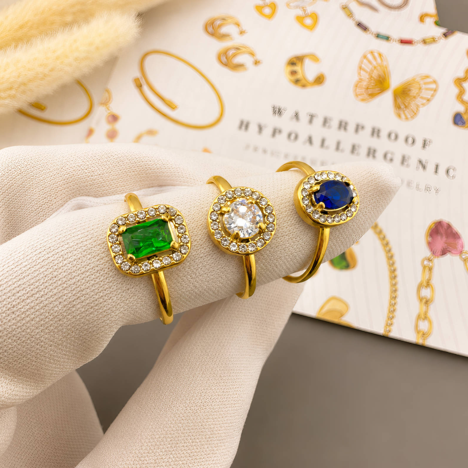 NOVAHERA Emerald Halo Ring Adjustable