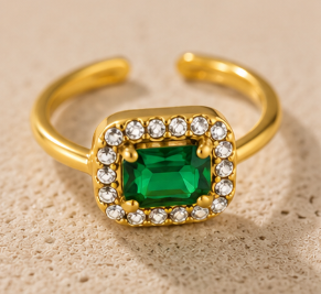 NOVAHERA Emerald Halo Ring Adjustable
