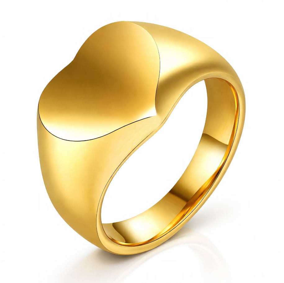NOVAHERA Golden Heart Signet Ring