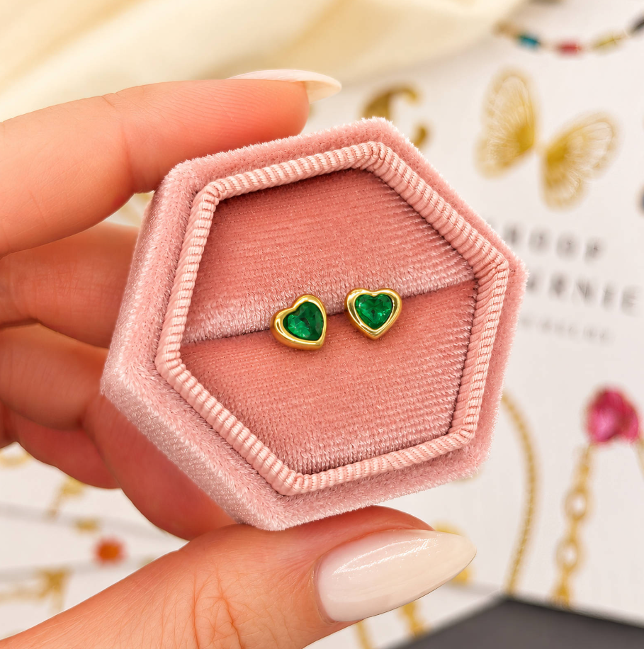 NOVAHERA Emerald Heart Stud Earrings