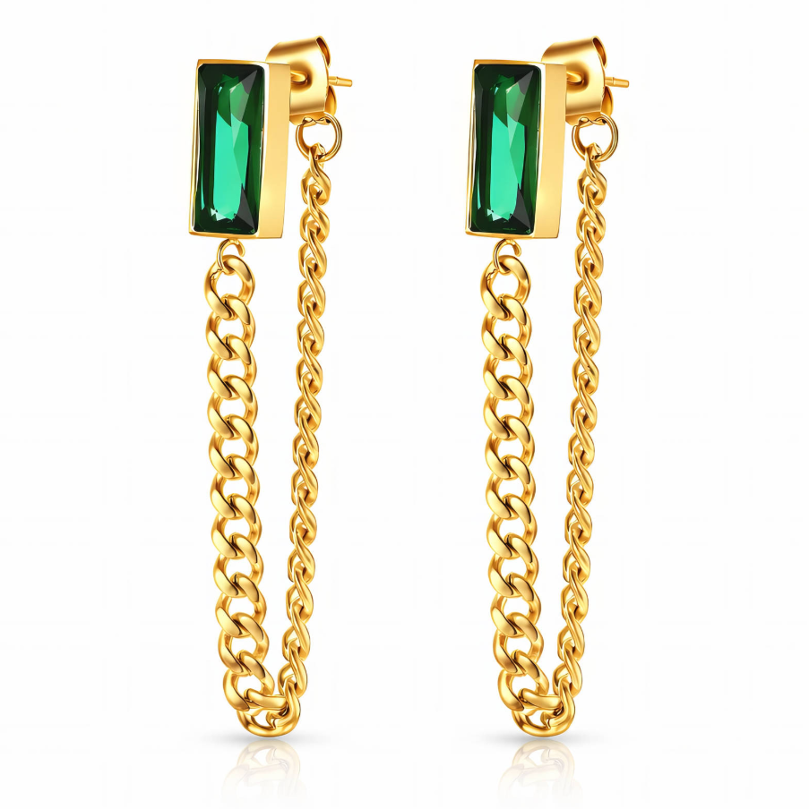 NOVAHERA Emerald Chain Drop Earrings