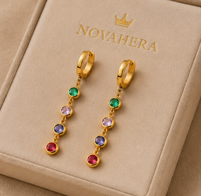 NOVAHERA Rainbow Cascade Hoop Earrings