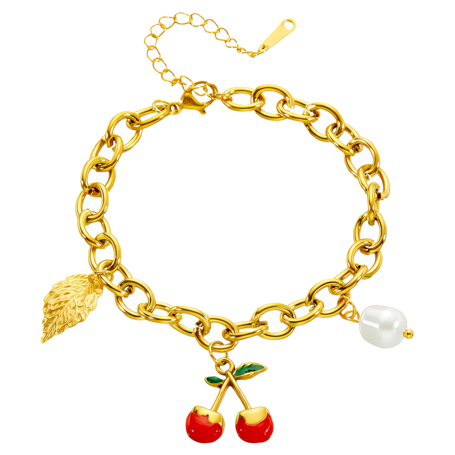 NOVAHERA Golden Cherry Charm Bracelet