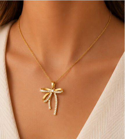 🎀 Golden Bow Necklace ( ✨ PRE-ORDER ITEM)
