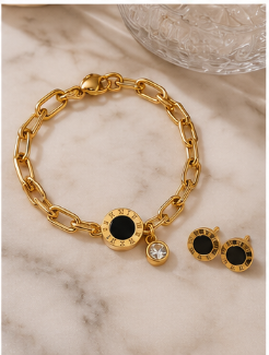 🖤Noir Roman Bracelet & Earrings Set( ✨ PRE-ORDER ITEM)