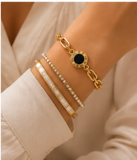 🖤Noir Roman Bracelet & Earrings Set( ✨ PRE-ORDER ITEM)