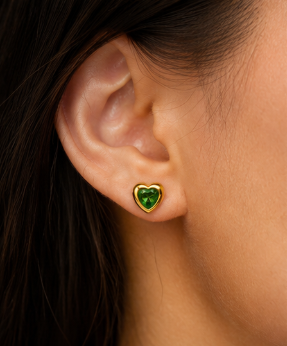 NOVAHERA Emerald Heart Stud Earrings
