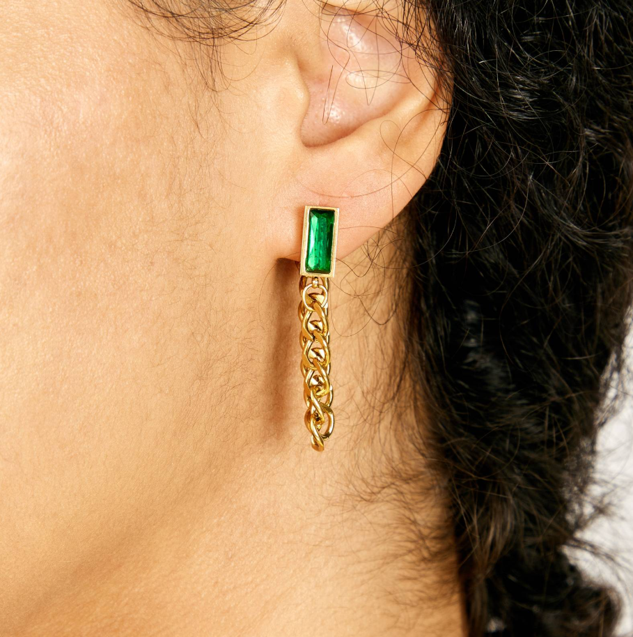 NOVAHERA Emerald Chain Drop Earrings