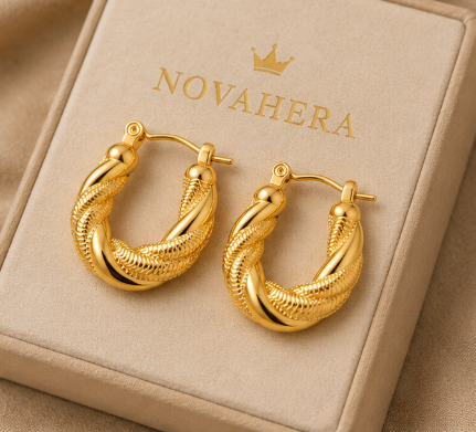 🖤 NOVAHERA | Twist Textured Hoop Earrings ✨  Pre-Order Item