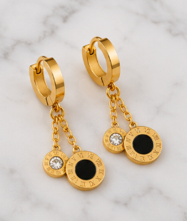 NOVAHERA  Noir Roman Duo Charm Hoops