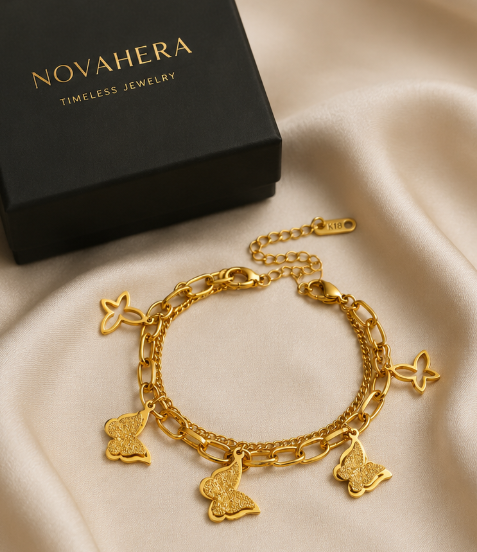 NOVAHERA Golden Flutter Charm Bracelet