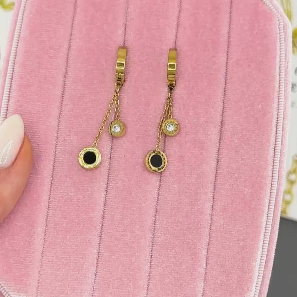 NOVAHERA  Noir Roman Duo Charm Hoops