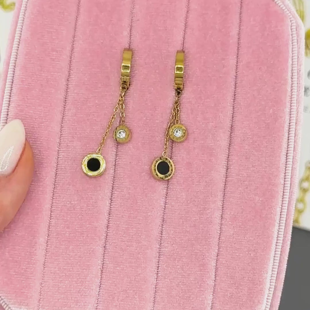 NOVAHERA  Noir Roman Duo Charm Hoops