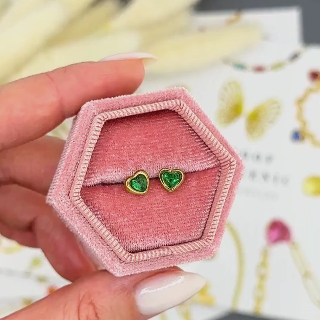 NOVAHERA Emerald Heart Stud Earrings